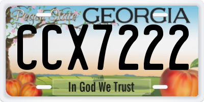 GA license plate CCX7222