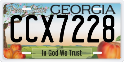 GA license plate CCX7228