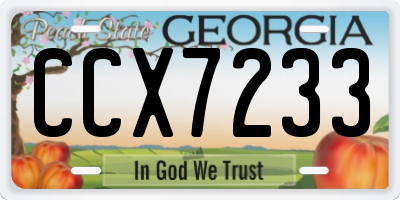 GA license plate CCX7233