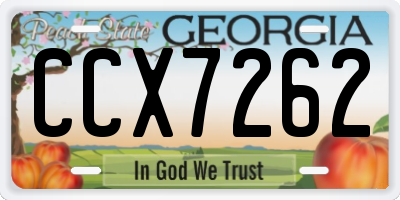 GA license plate CCX7262