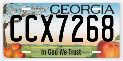 GA license plate CCX7268