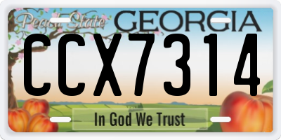 GA license plate CCX7314