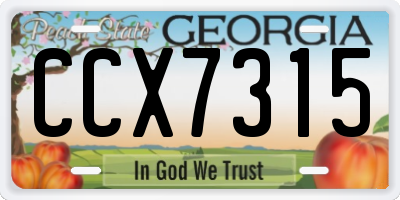 GA license plate CCX7315