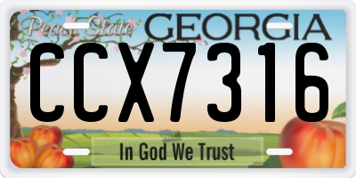 GA license plate CCX7316