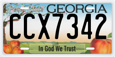 GA license plate CCX7342