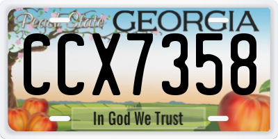 GA license plate CCX7358