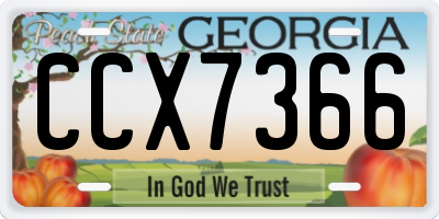 GA license plate CCX7366