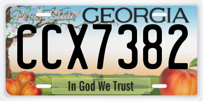 GA license plate CCX7382
