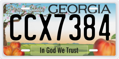 GA license plate CCX7384