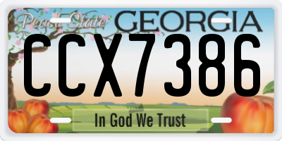 GA license plate CCX7386