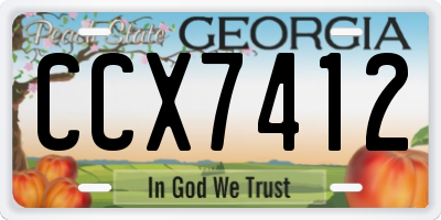 GA license plate CCX7412
