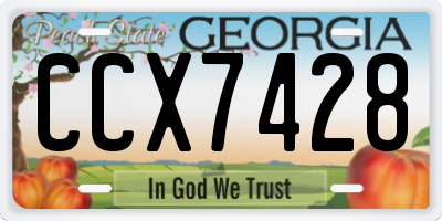 GA license plate CCX7428