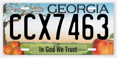 GA license plate CCX7463