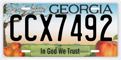 GA license plate CCX7492