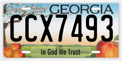 GA license plate CCX7493