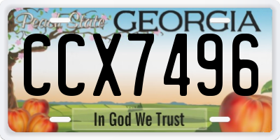 GA license plate CCX7496