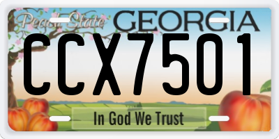 GA license plate CCX7501