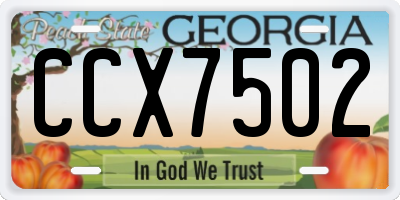 GA license plate CCX7502