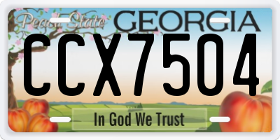 GA license plate CCX7504