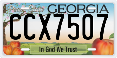 GA license plate CCX7507