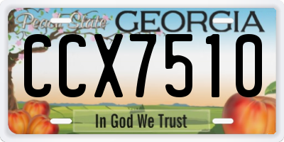 GA license plate CCX7510