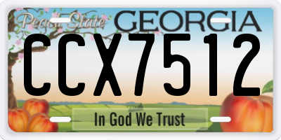 GA license plate CCX7512