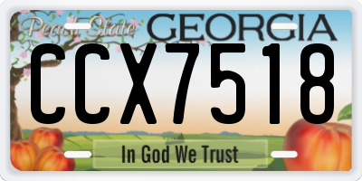 GA license plate CCX7518