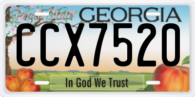 GA license plate CCX7520
