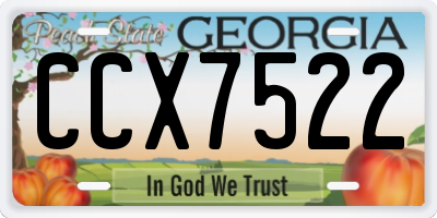 GA license plate CCX7522