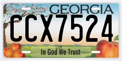 GA license plate CCX7524
