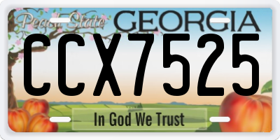 GA license plate CCX7525