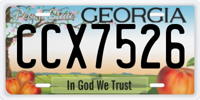 GA license plate CCX7526