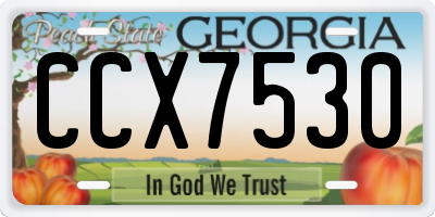 GA license plate CCX7530