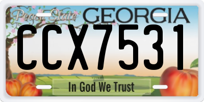 GA license plate CCX7531