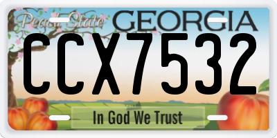 GA license plate CCX7532