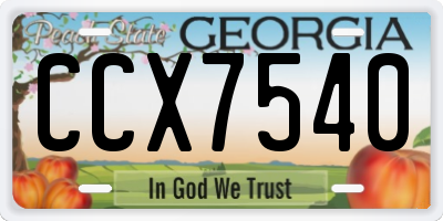 GA license plate CCX7540