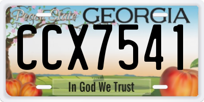 GA license plate CCX7541