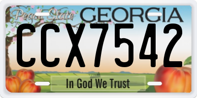 GA license plate CCX7542