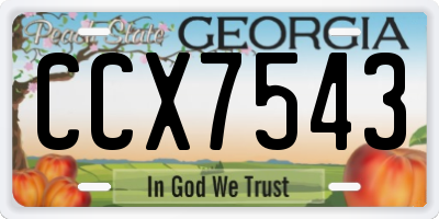 GA license plate CCX7543