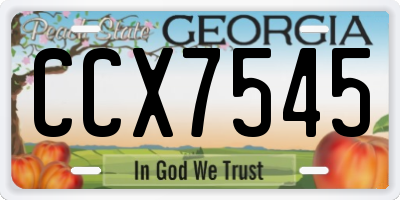 GA license plate CCX7545