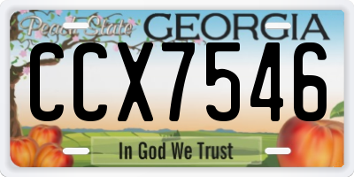 GA license plate CCX7546