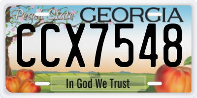 GA license plate CCX7548