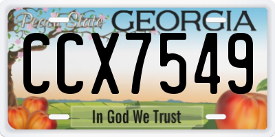 GA license plate CCX7549