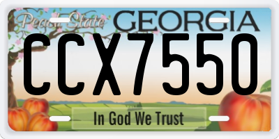 GA license plate CCX7550