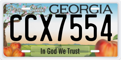 GA license plate CCX7554
