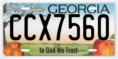 GA license plate CCX7560