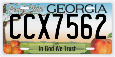 GA license plate CCX7562