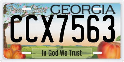 GA license plate CCX7563