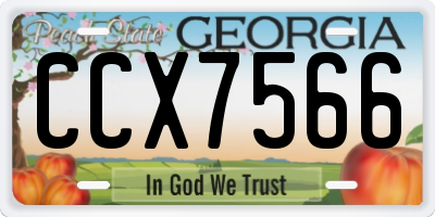 GA license plate CCX7566