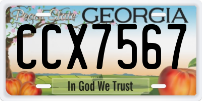 GA license plate CCX7567